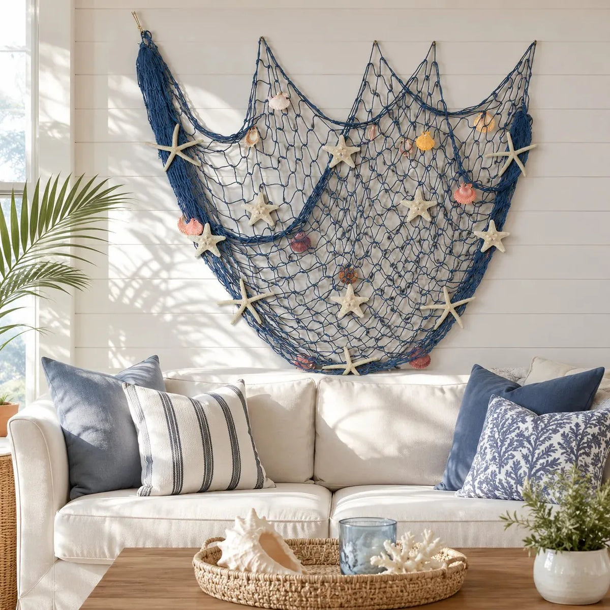 🔥HOT SALE🔥🌊✨ Coastal Fishing Net Wall Hanging with Fairy Lights