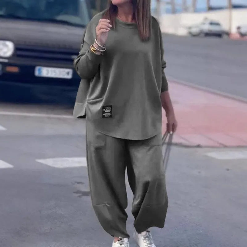 ✨Relaxed and Stylish✨ Casual Solid Color Top & Pants 2-Piece Set