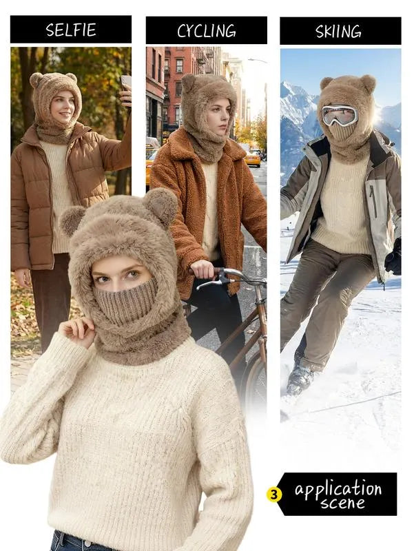 🔥LAST DAY 50% OFF - Women's Solid Pom Pom Bear-Ear Beanie Hat