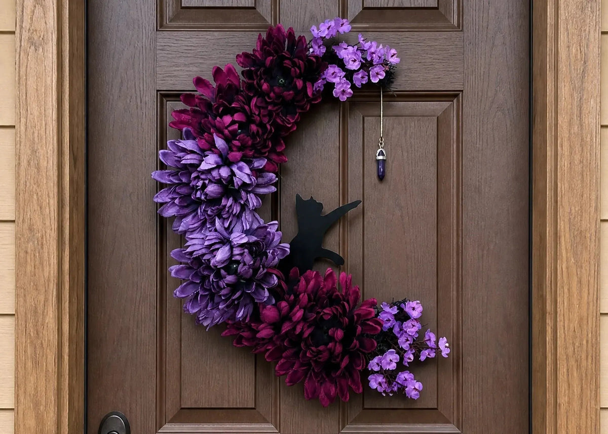 🎉49% OFF - 🐈‍⬛🌙Handmade Halloween Cat Wreath(📦Buy 2 Free Shipping)
