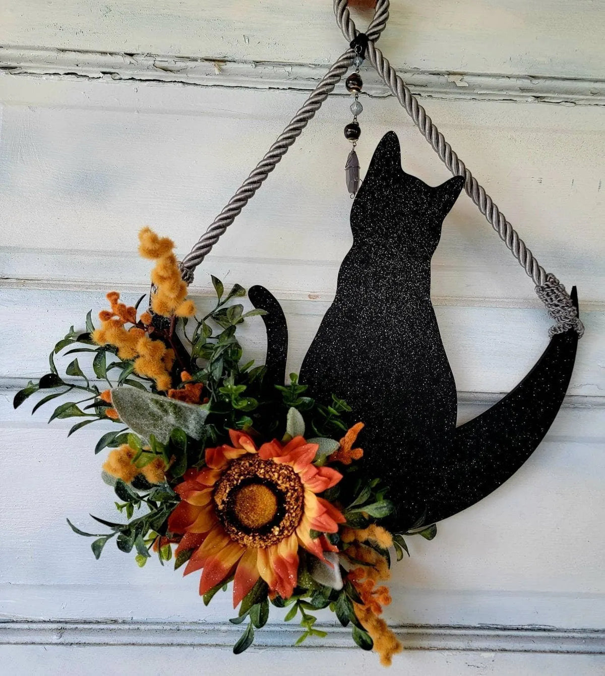 WITCHY CELESTIAL DOOR/ART HALLOWEEN LUNAR DECOR KITTY LOVERS GIFT- 🔥 BUY 2 FREE SHIPPING!