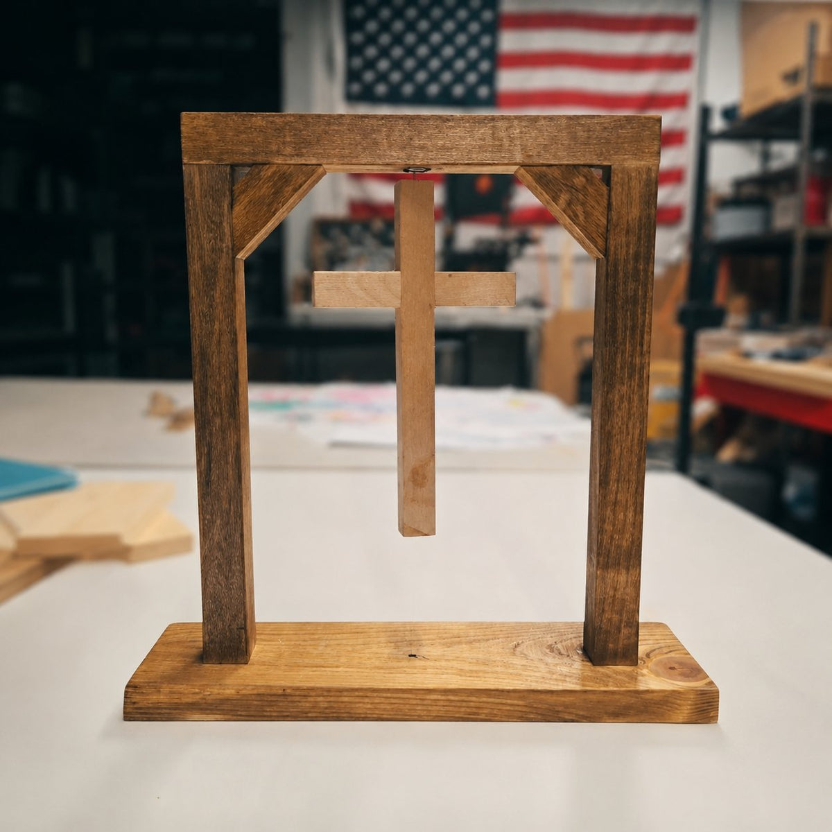 ✝️ Handmade Floating Wooden Cross Tabletop Decor