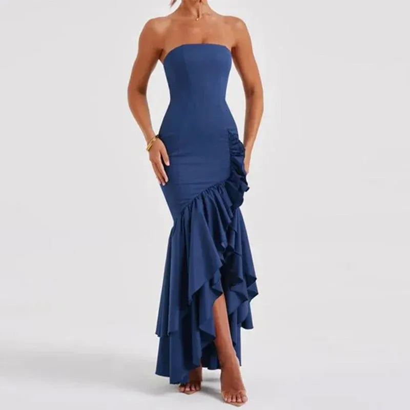 Angelina Maxi Dress - Blue Floral Print