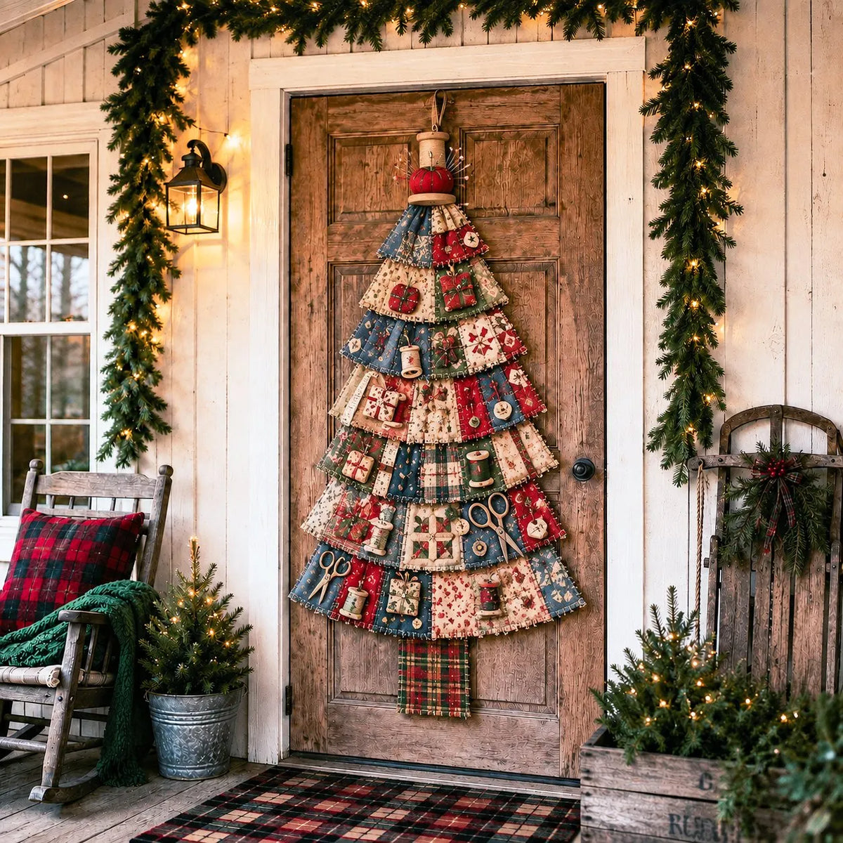 🔥 HOT SALE 🔥🎄Beginner-Friendly DIY Oversized Patchwork Christmas Tree Door Hanging Kit | Complete Kit with All Tools & Step-by-Step Guide Included 💕