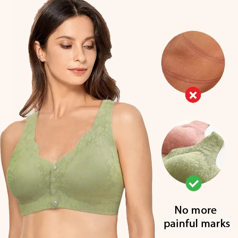 ✨SALE 49% 🔥🔥🔥– Plus Size Zero Feel Lace Full Coverage Front Closure Bra