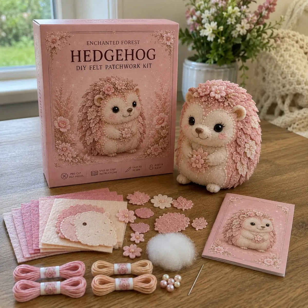 🔥LAST DAY 50% OFF - 💗Pink Woodland Friends DIY Felt Sewing Kit – Make Your Own Cute Animal