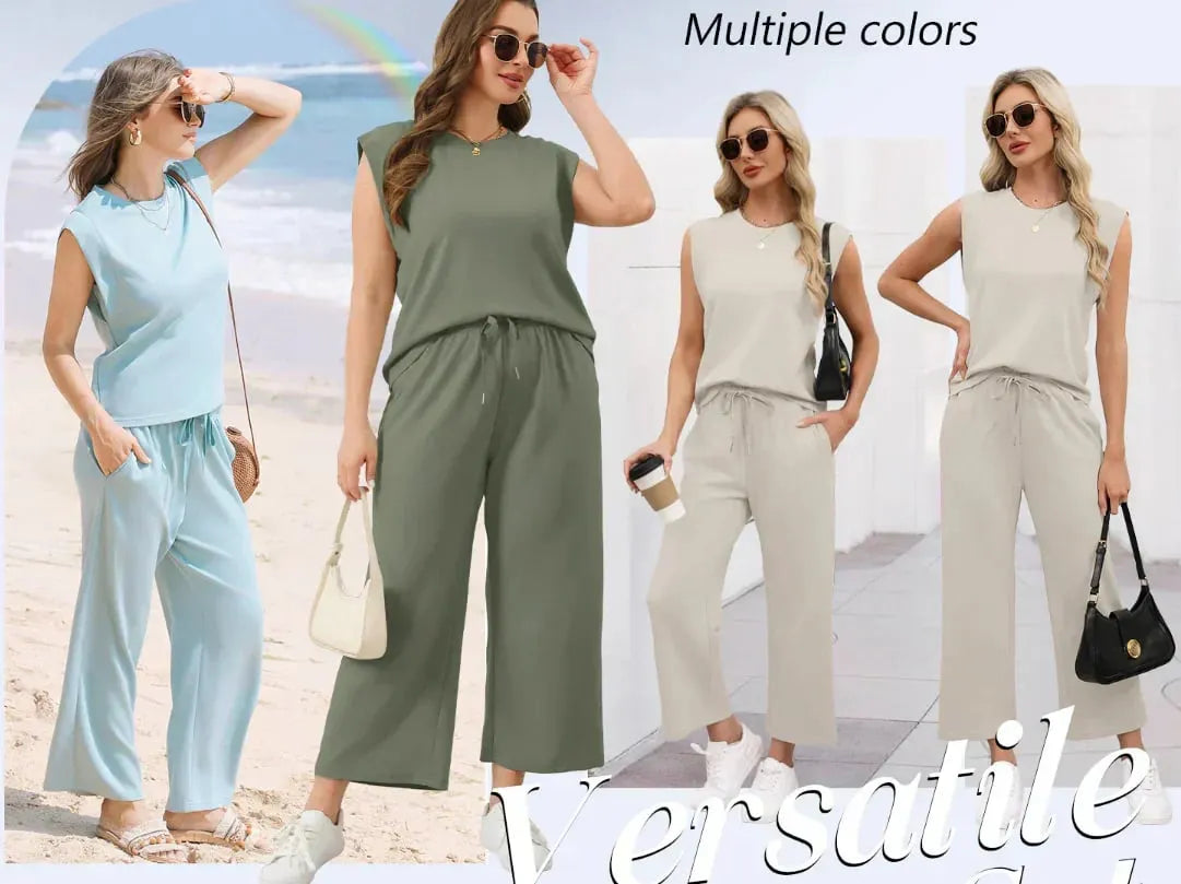💕Hot Sale 49% OFF🔥New Women's  Sleeveless Top & Wide-Leg Pants 2-Piece Set