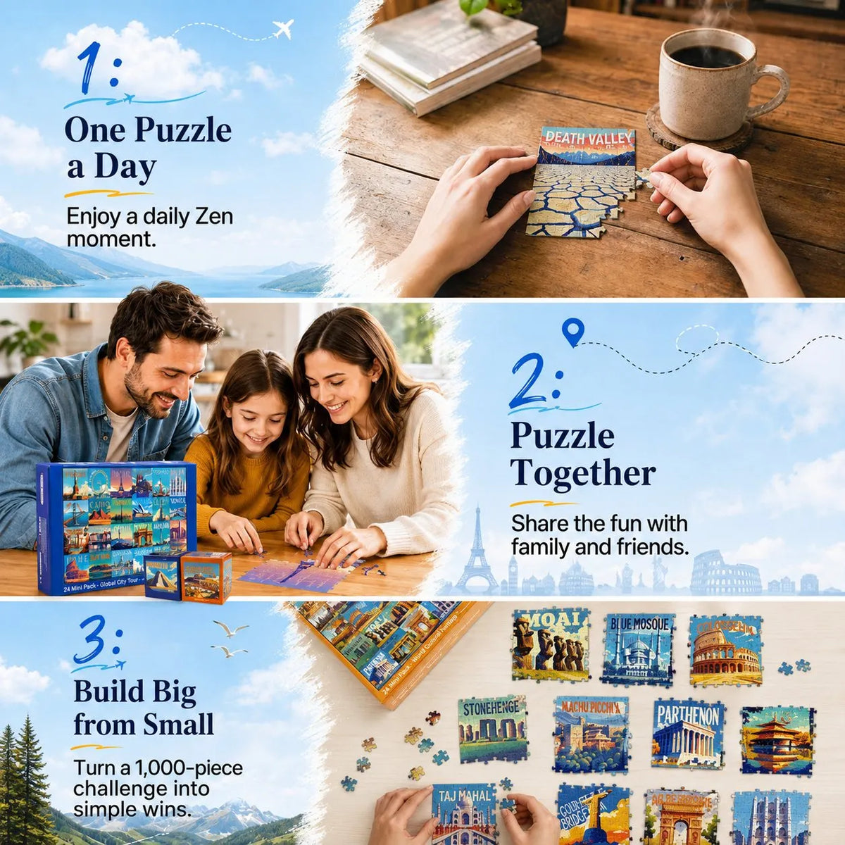 🎉🧩 24-Day Jigsaw Puzzle Advent Calendar – 1000 Pieces, 24 Mini Packs