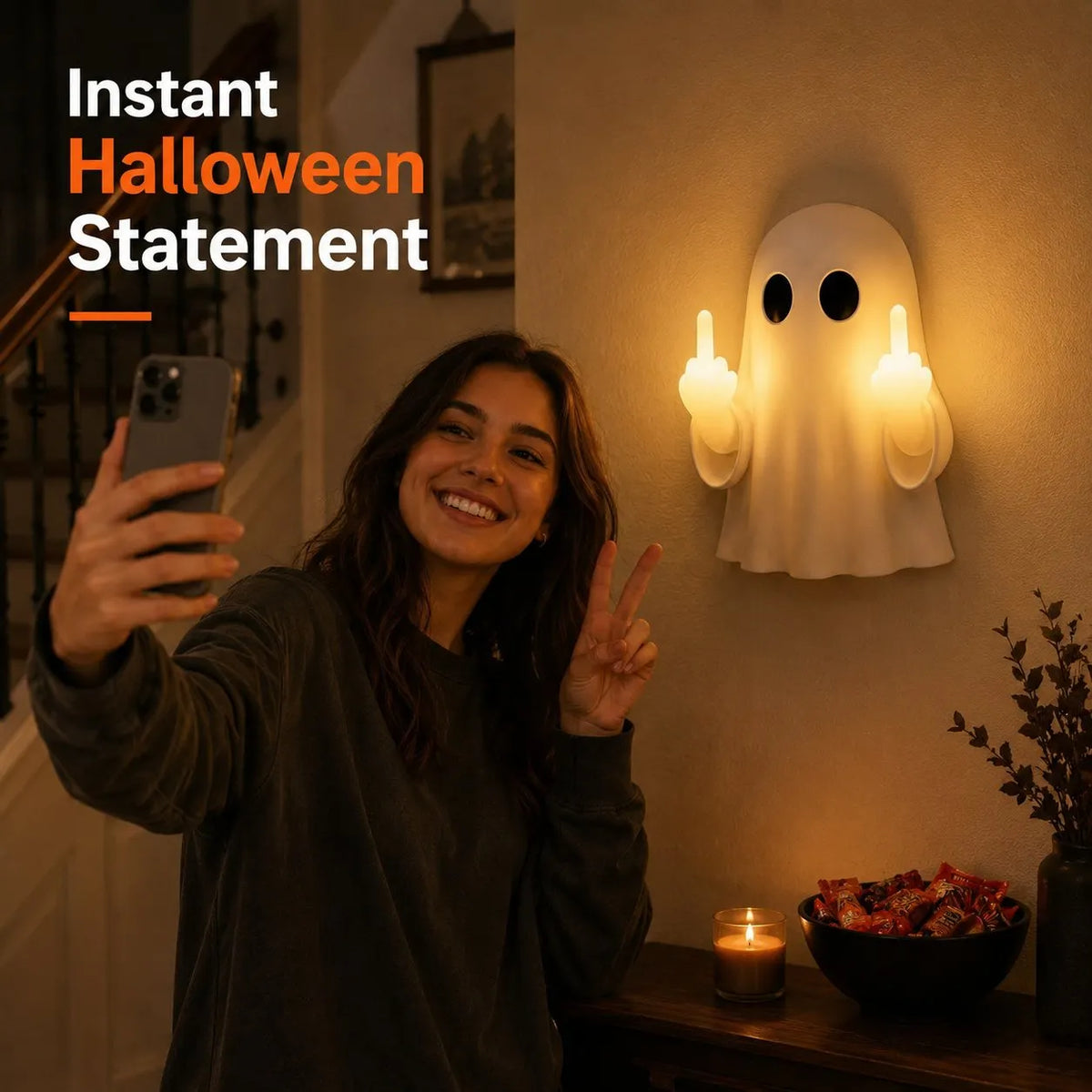 Minimalist Ghost Ambient Light Cute Spooky Halloween Lamp For Viral Aesthetic Indoor Decor