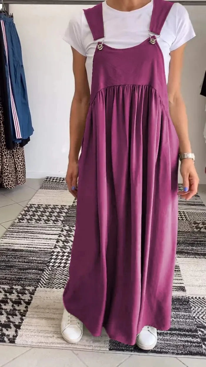 Relaxed Fit Cotton and Linen Suspender Dress (Buy 2 Free Shipping)