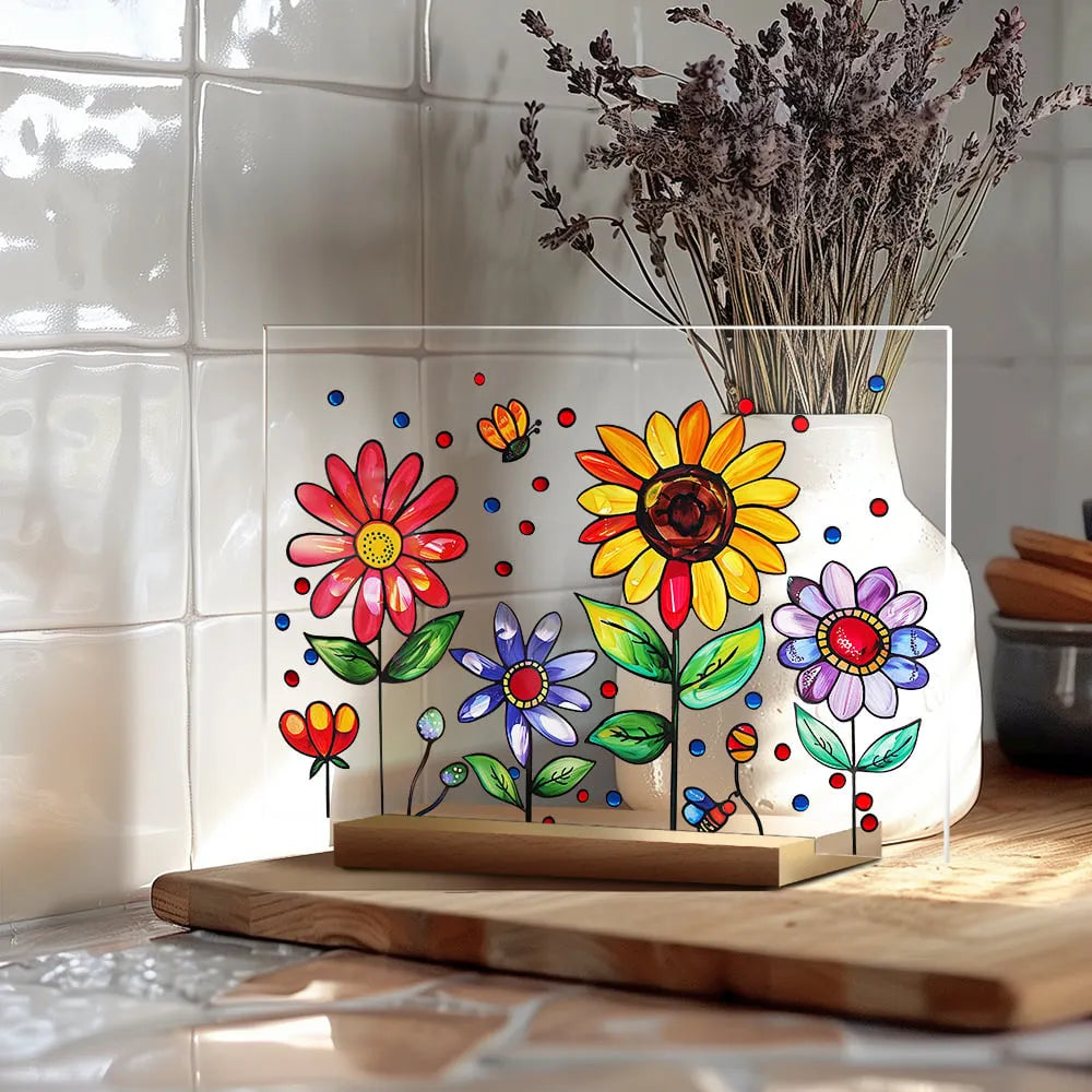 🌷🌼NEW - 🌻🌺Painted Colorful Flower Pattern Decor