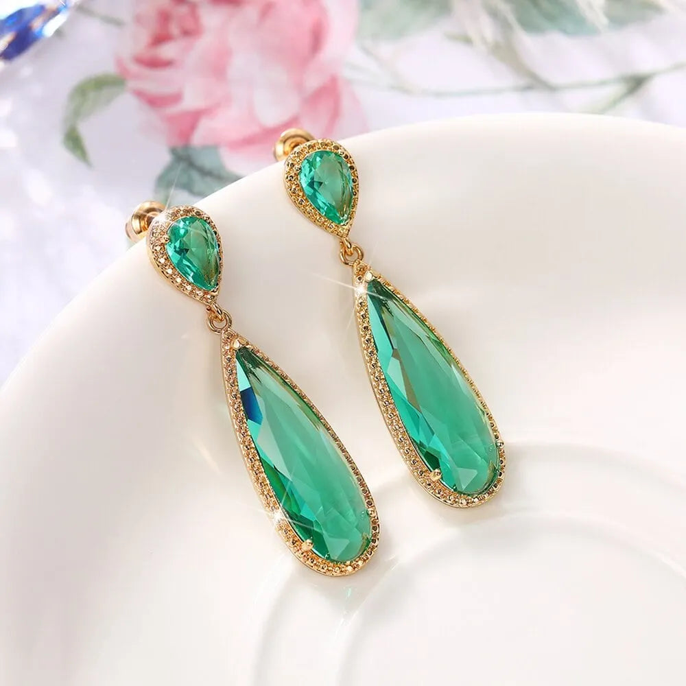 Luxury Large Pear Crystal Drop Earrings