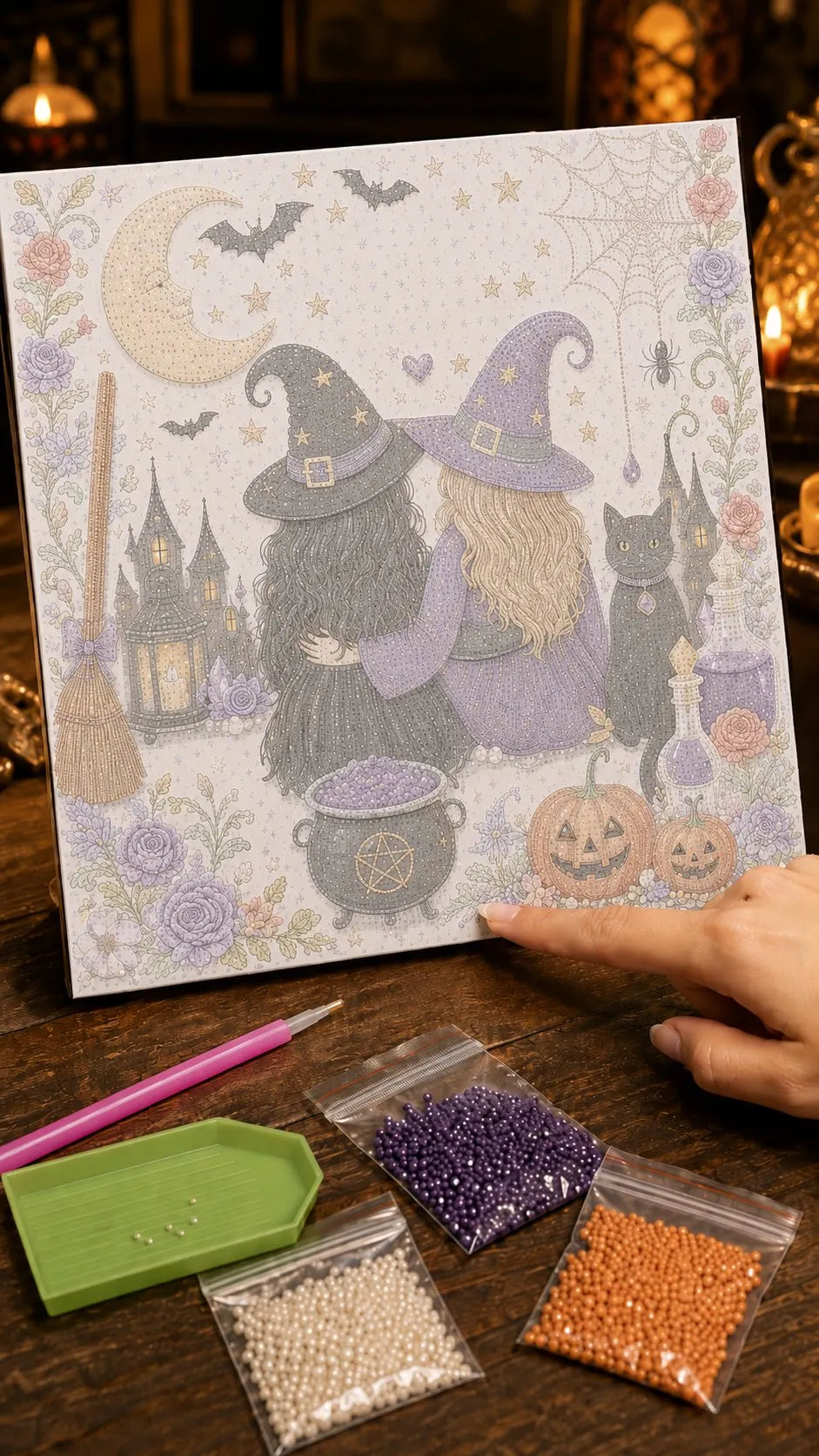 🔥Last Day 49% OFF - 👻 Cute Ghosts Pumpkins 3D Pearl Mosaic Art Kit Halloween Decor (No Mess, Beginner), Age 8+(📦Buy 2 Free Shipping)