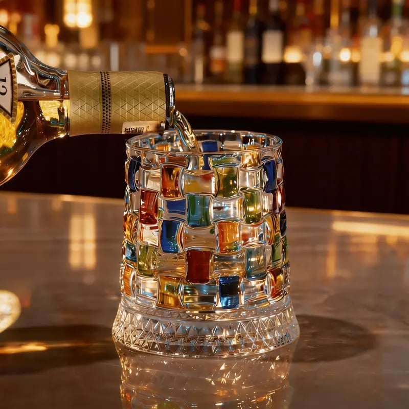 🔥HOT SALE🔥Hand-Painted Embossed Rotating Whiskey Glass – Minimal Luxury Crystal Tumbler with Smooth Spin Design