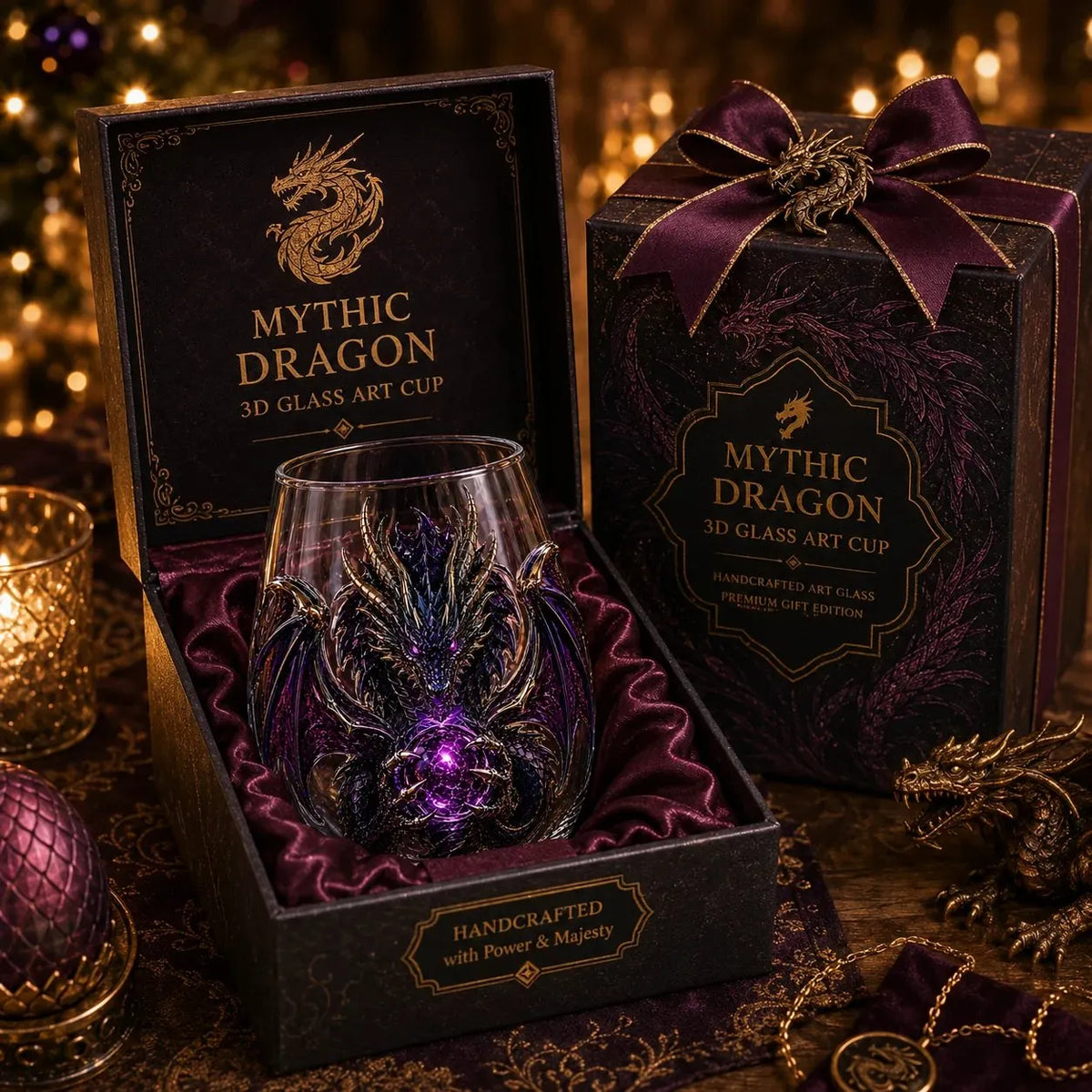 🐉✨ 3D Mythic Dragon Glass Art Cup | 12oz Premium Clear Glass with Raised Dragon Relief, Metallic-Style Details & Faceted Crystal-Style Orb 🎁