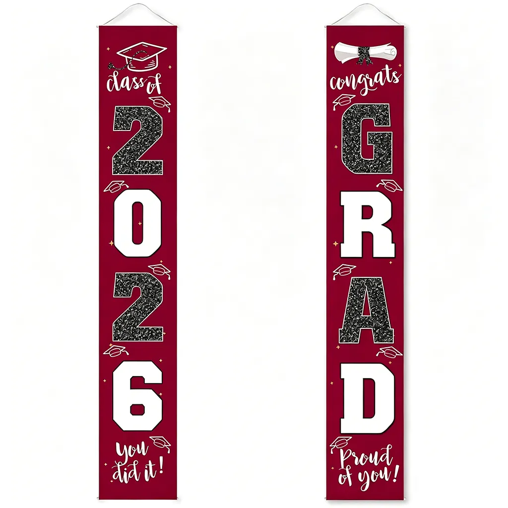 🔥2026 LAST DAY 49% OFF - 🎓Class of 2026 Graduation Banner | Congrats Grad Front Door Porch Decor for Graduation Party (✨Set of 2)