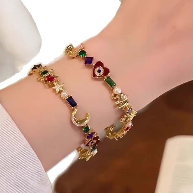 🔥Last Day 49% OFF - 💫🔮 Celestial Charm Bracelet – ✨Sun, Moon, Stars, Multi-Color Crystals