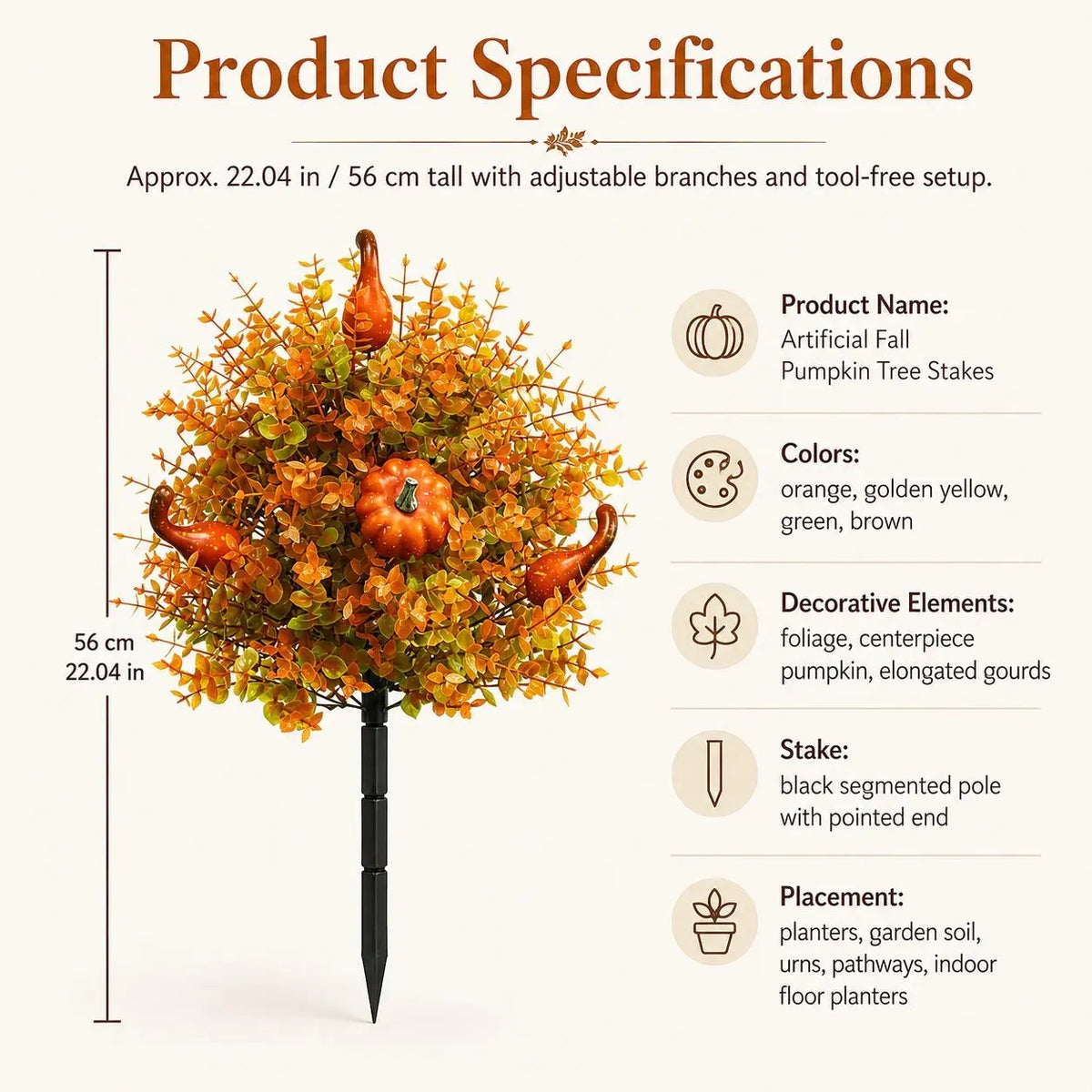 🎉🔥Artificial Fall Pumpkin Tree Stakes