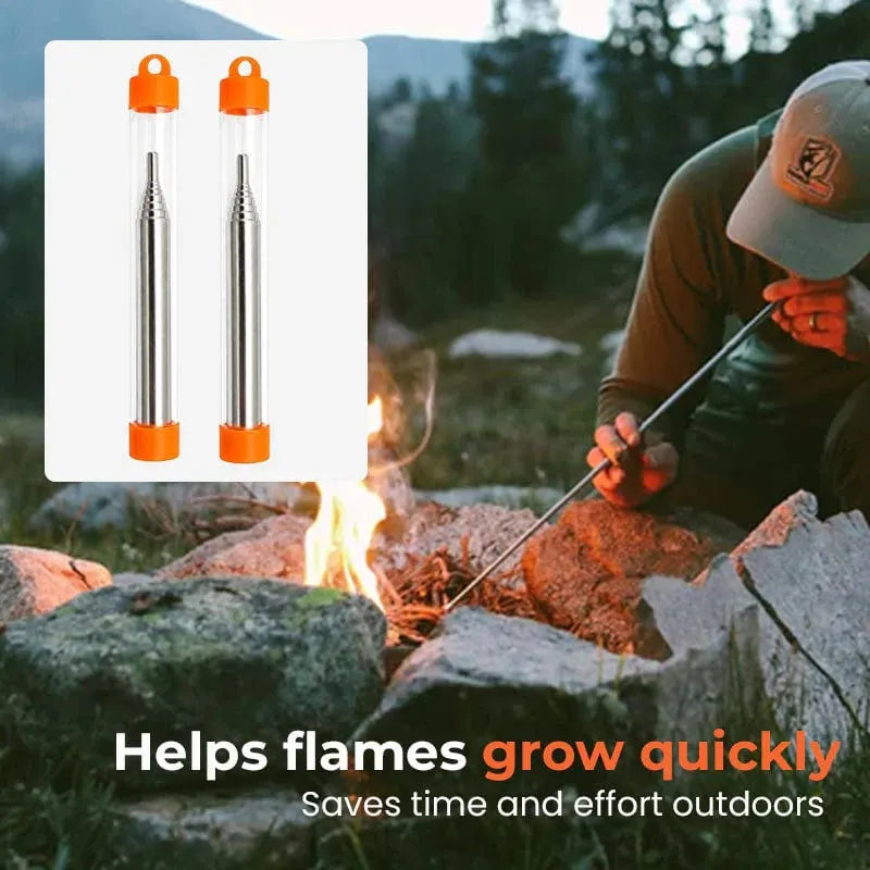 🔥 Extendable Pocket Fire Blower | Compact Stainless Steel Campfire Booster