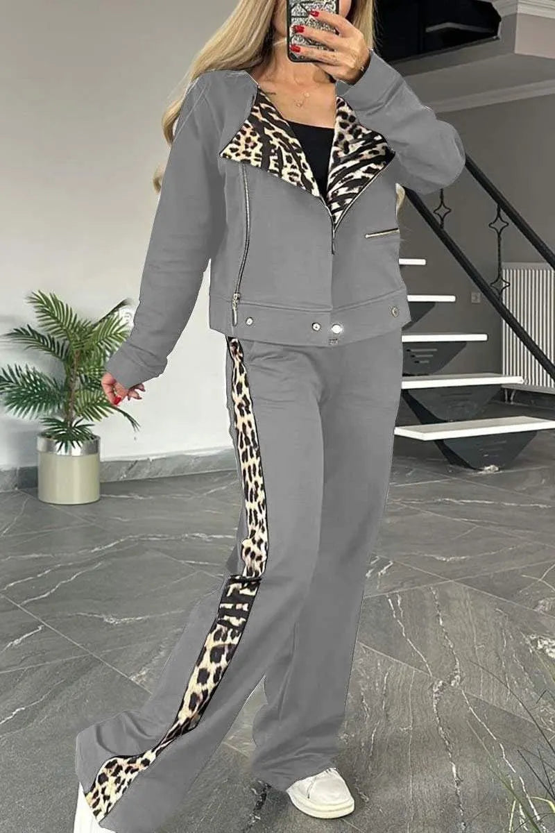 Women's casual leopard print patchwork suit🐆buy 2 sets free shipping