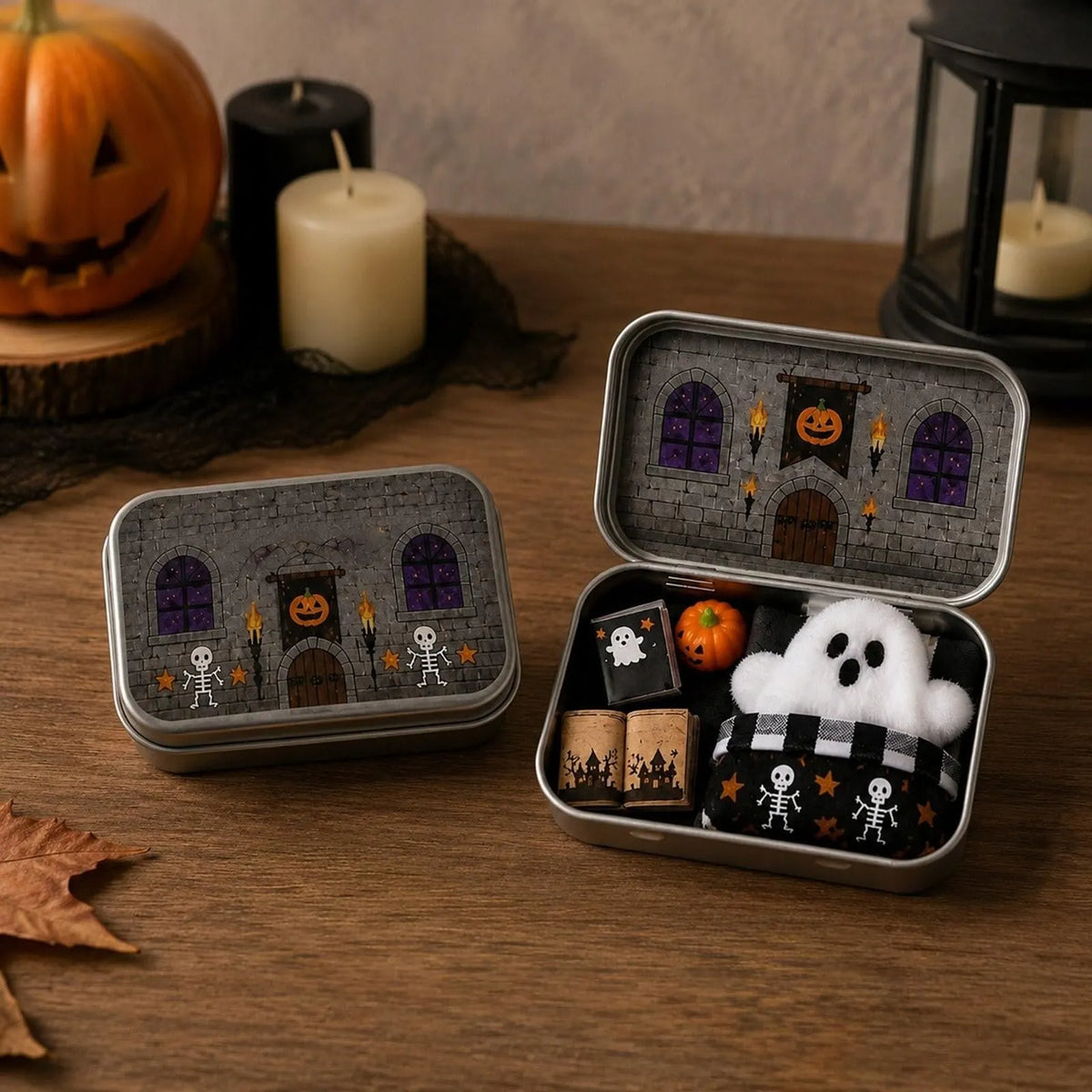 🔥HOT SALE🔥Halloween Mini Ghost Tin Box Set - Cute Spooky Halloween Travel Figurine