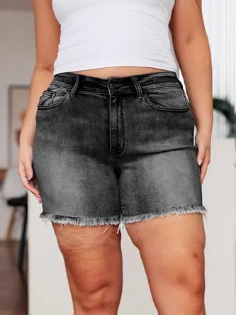 💖Limited Time Sale 49% Off🩳High Rise Frayed Hem Cut Off Jean Shorts