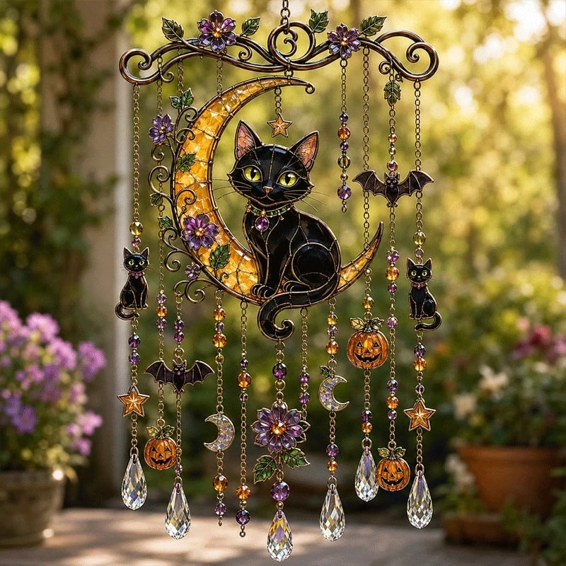 🔥HOT SALE🔥Halloween Glass Suncatcher Wind Chime
