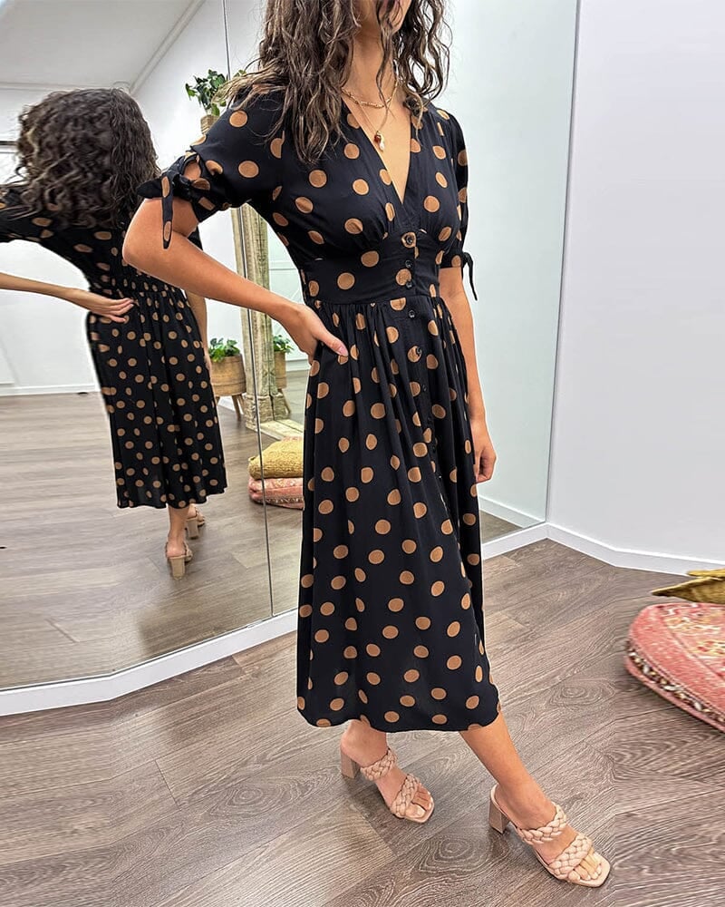 💃Deep V-neck polka-dot dress - buy 2 free shipping