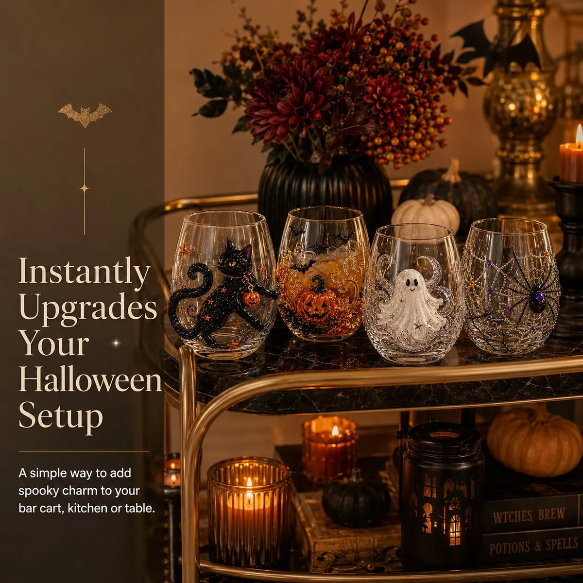🎉🎃 3D Halloween Artisan Glassware Collection | For Magical Halloween Sips, Eye-Catching 3D Details, Luminous Festive Party Moments & Cozy Fall Home Bar Glow