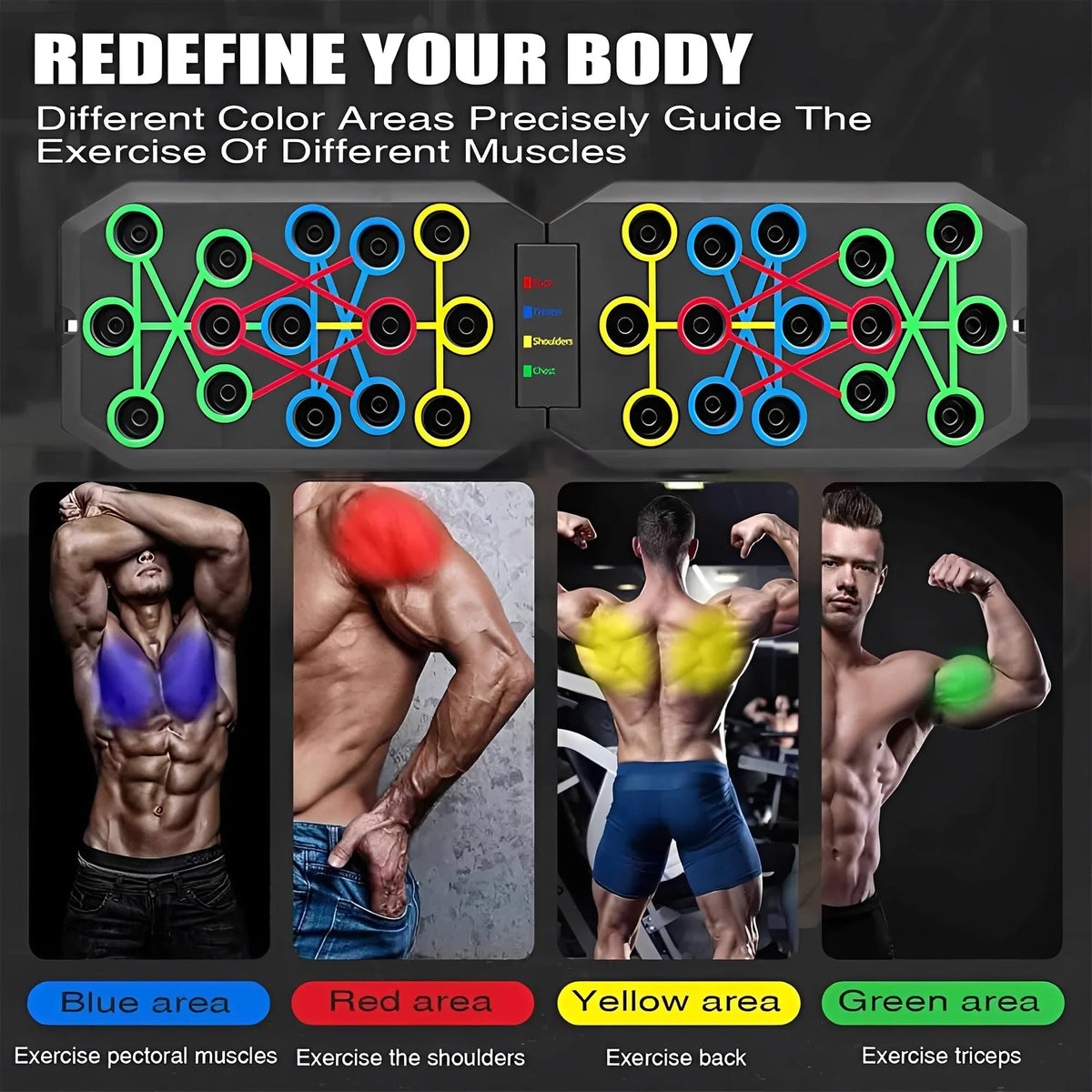🎉Enhanced Push-up Board Fitness Kit with 30 Holes-Portable Home Exercise Equipment