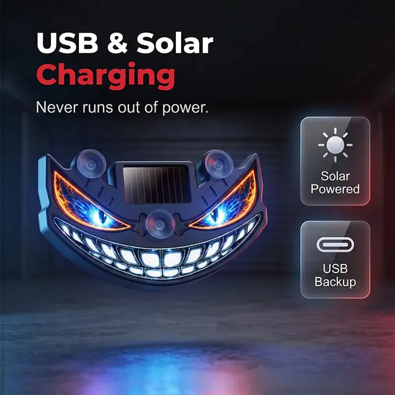 🎉 Solar Devil Eye LED Car Warning Light