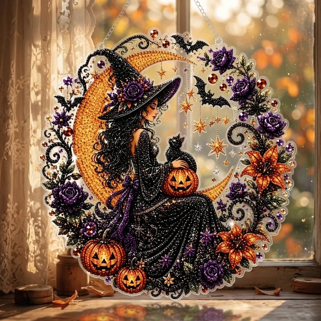 🧙‍♀️🎃Halloween Witch Friendship Diamond Art Window Suncatcher