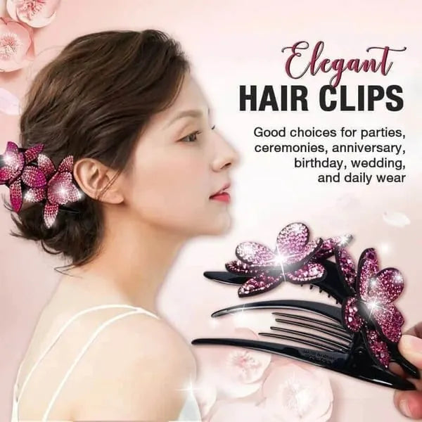 Rhinestone Double Flower Hairpin (buy 1 get one free)