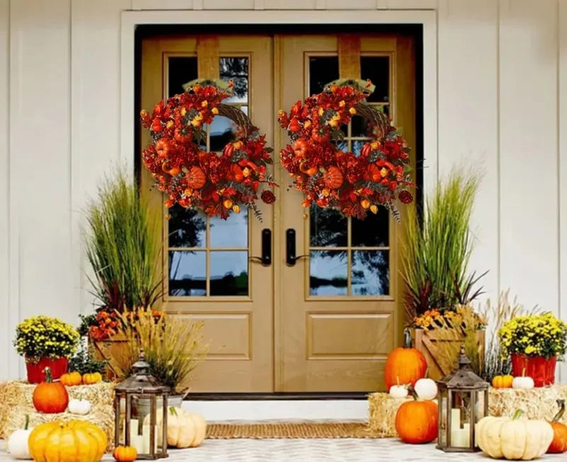 🔥Last Day 49% OFF🍁Handmade Fall Pumpkins Wreath For Front Door