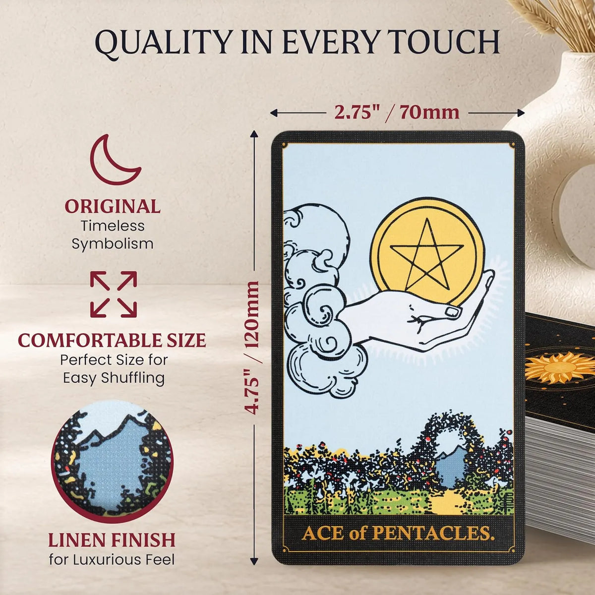 🔮ALL-IN-ONE CLASSIC TAROT KIT – Complete Beginner Set with Guidebook & Crystals  🌟