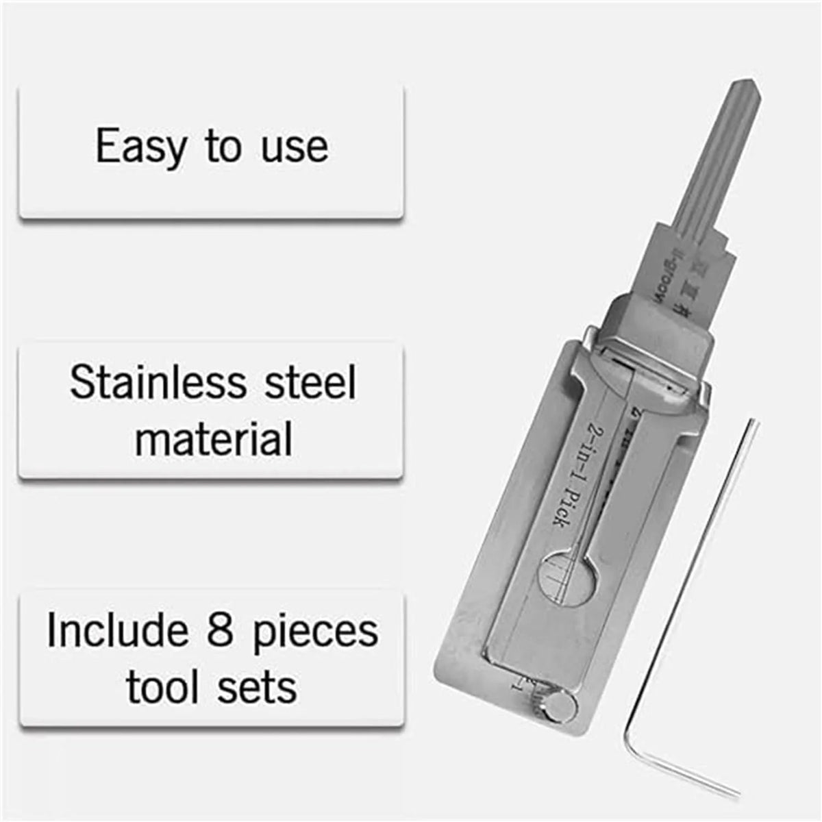 🎉⚒️Stainless Steel Master Key Decoder, SS001 Pro Lock Pick Tool for Beginners, Practical Locks for Lock Lock,Lock Pick Set(Only applicable to Flat Key Lock)