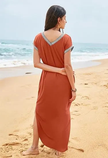 💃Women's V Neck Split Loose Long Dress (Buy 2 Free Shipping)