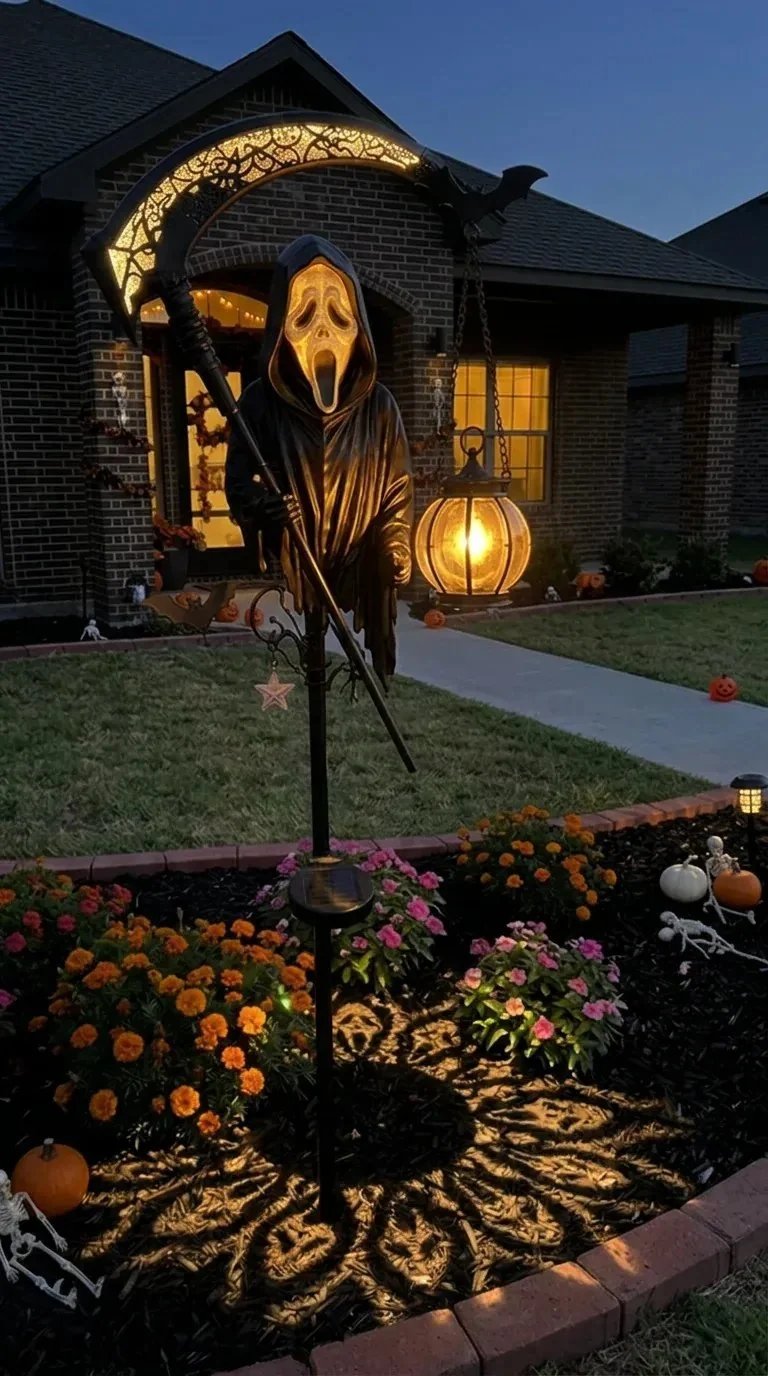 🎉💀 Ghostface Grim Reaper Solar Garden Lantern