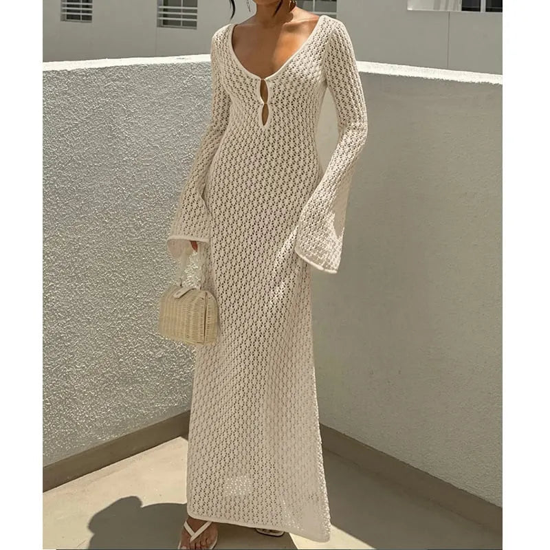 Hollowed-out Textured Dress