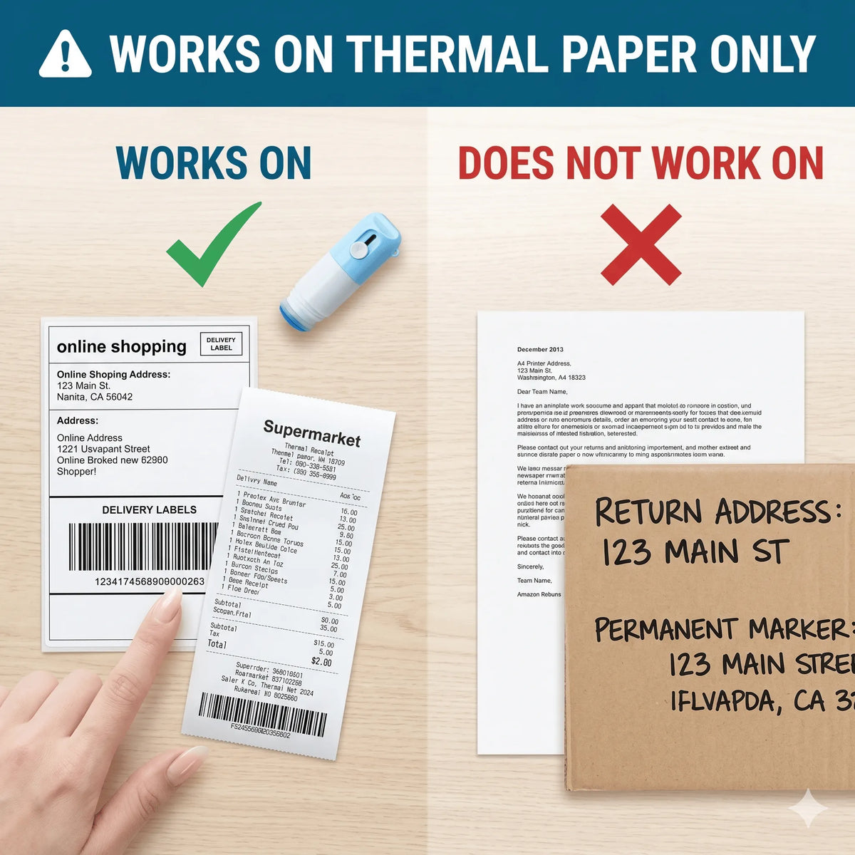 🎉2-in-1 Box Cutter & Thermal Paper Eraser