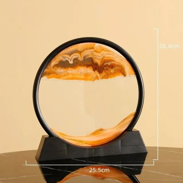 Moving Sand Art Picture Round Glass 3D