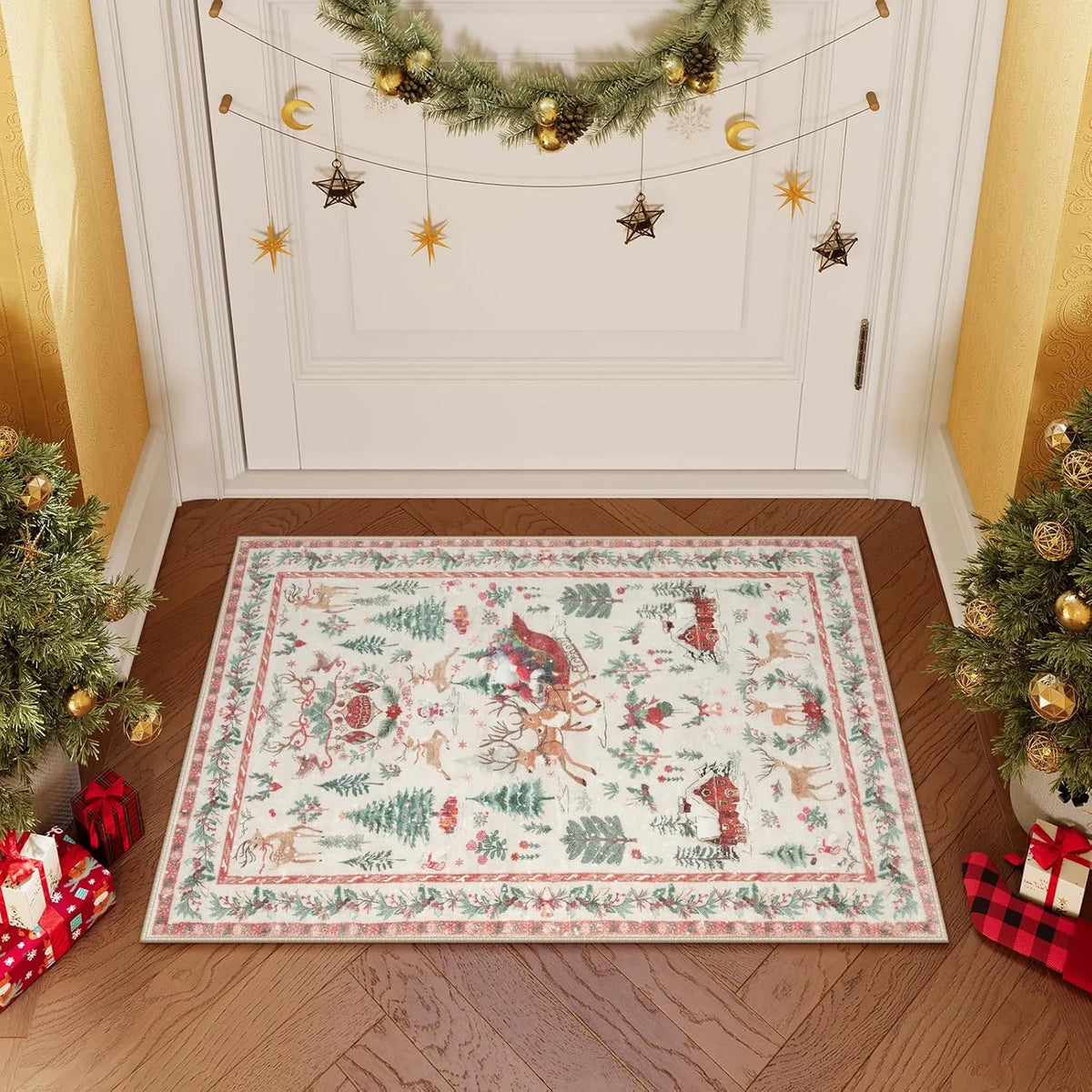 🔥LAST DAY 49% OFF🦌🎄🎅⚡Christmas Deer Santa Long Rug
