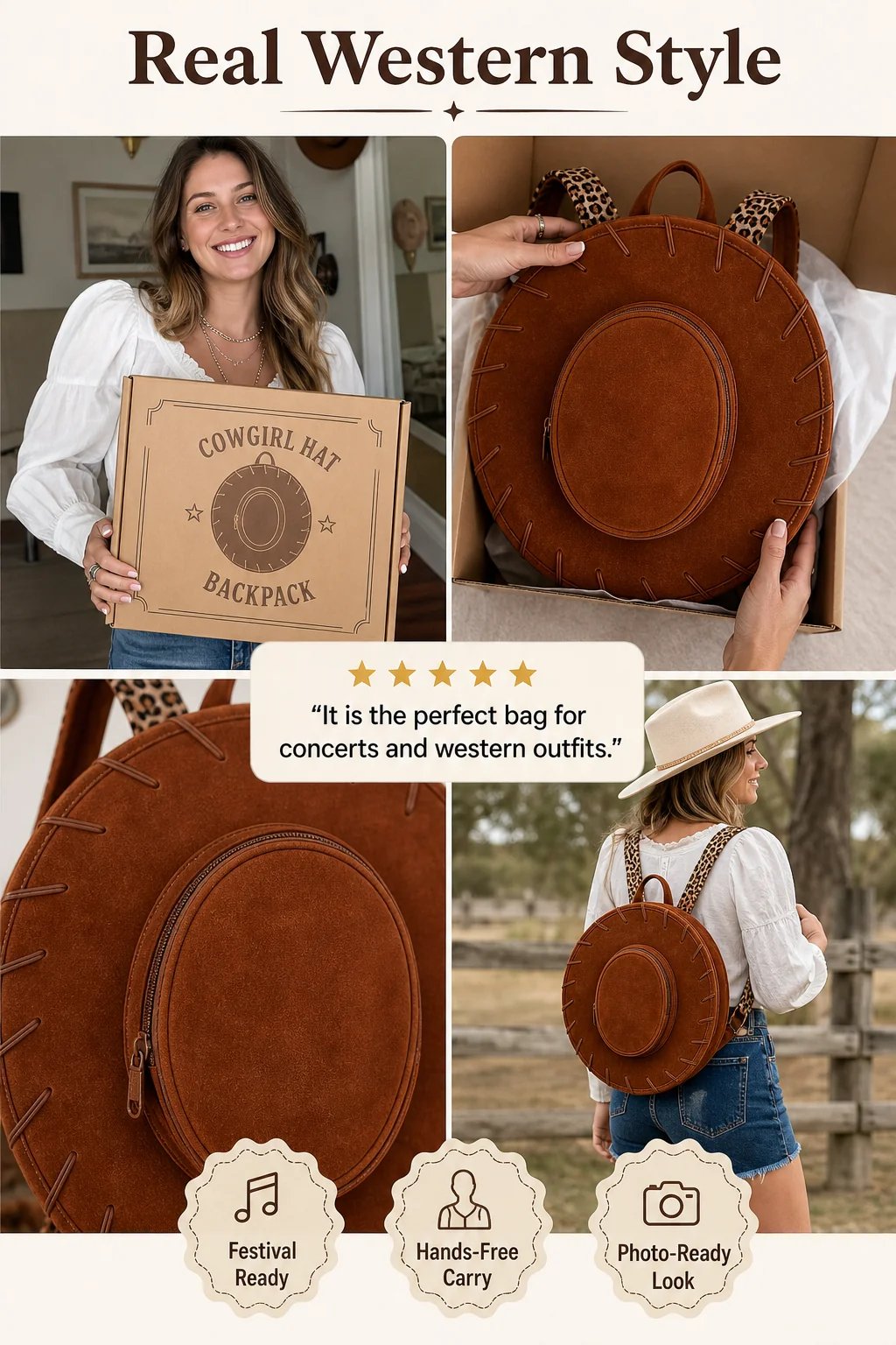 🎉Western Cowgirl Hat Backpack