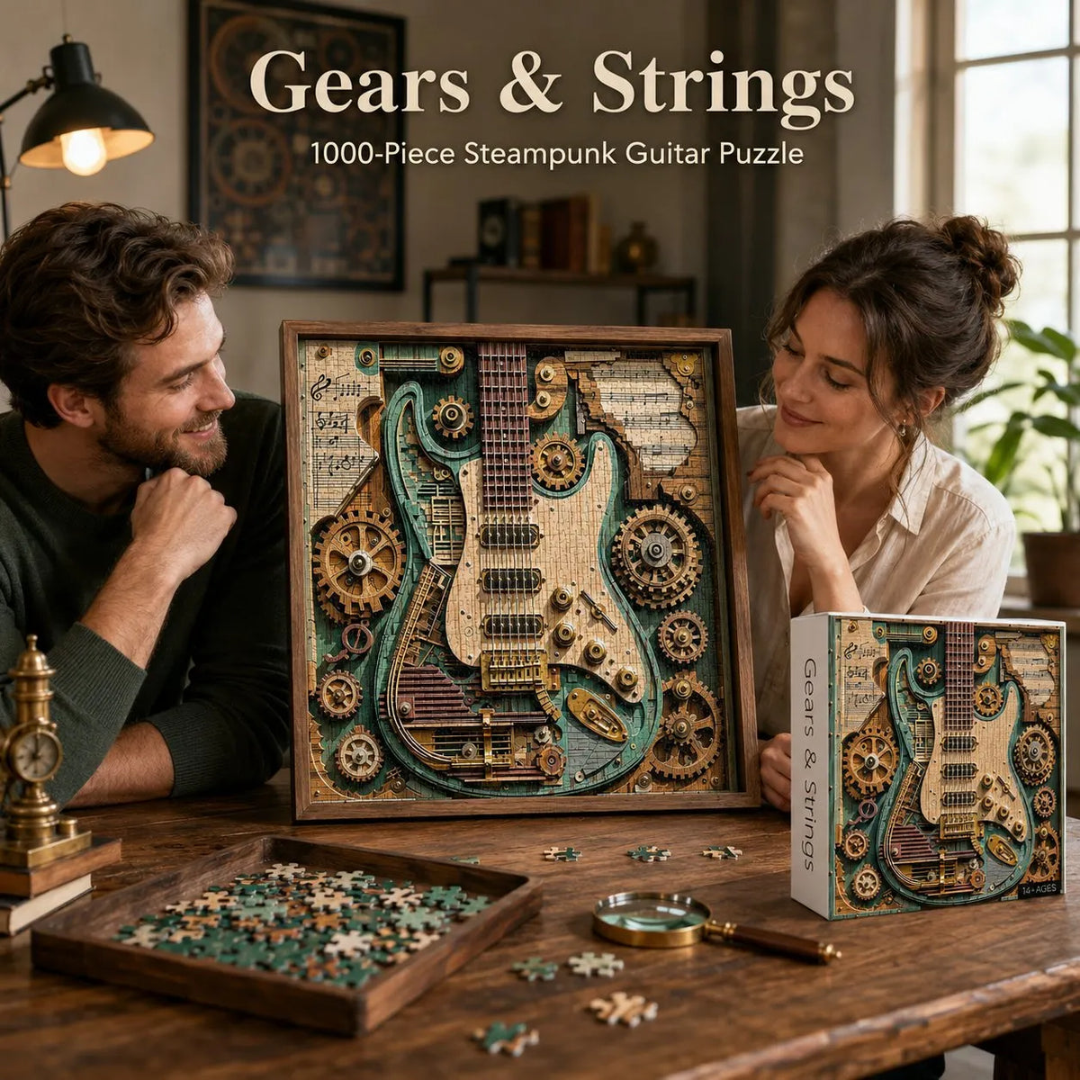 🎉🎸 Gears & Strings 1000-Piece Steampunk Guitar Puzzle ⚙️✨