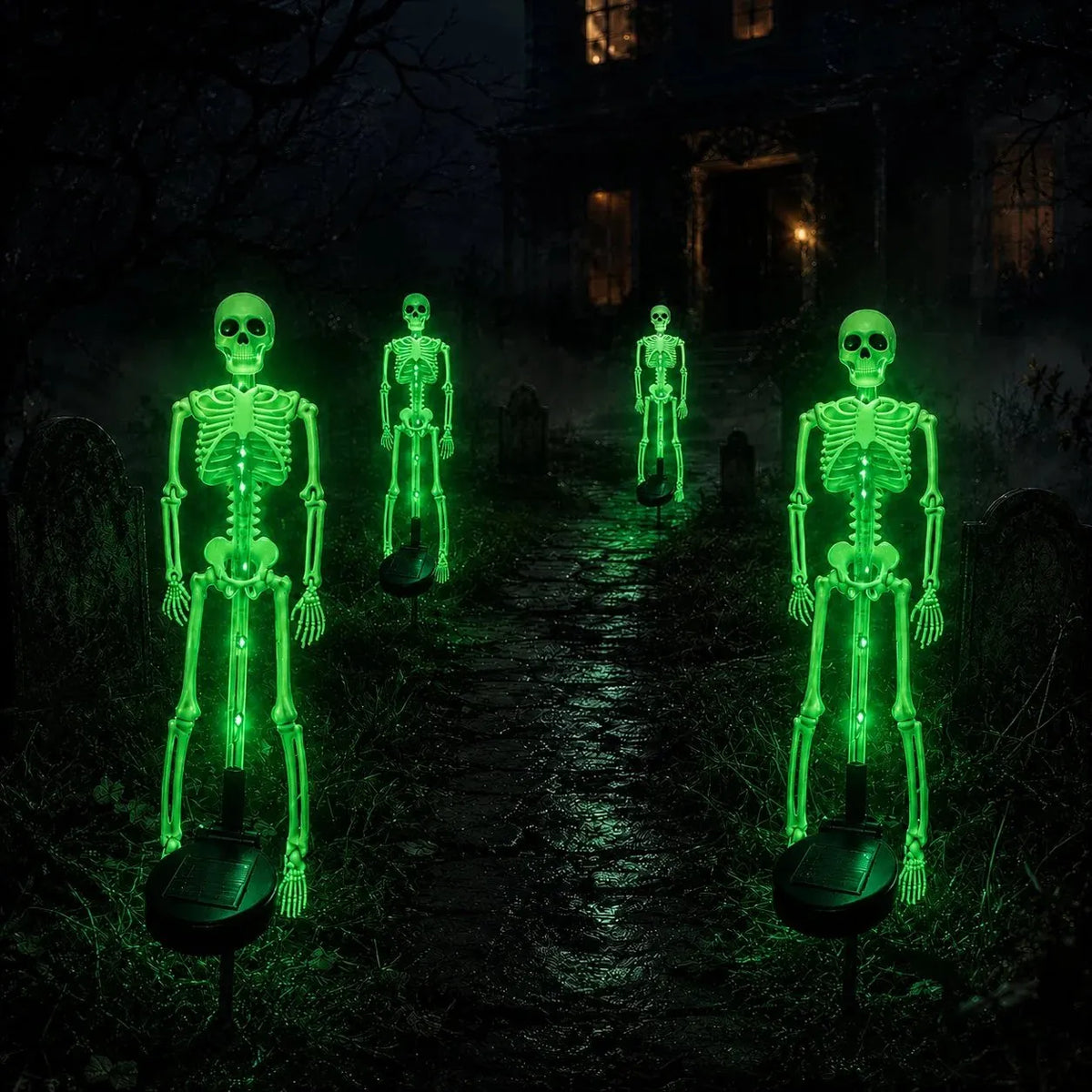 🎉[🎃Halloween sales🎃]Halloween Skull Solar Garden Lights | Waterproof Outdoor LED Skull Stake Lights for Yard, Lawn & Pathway Decor