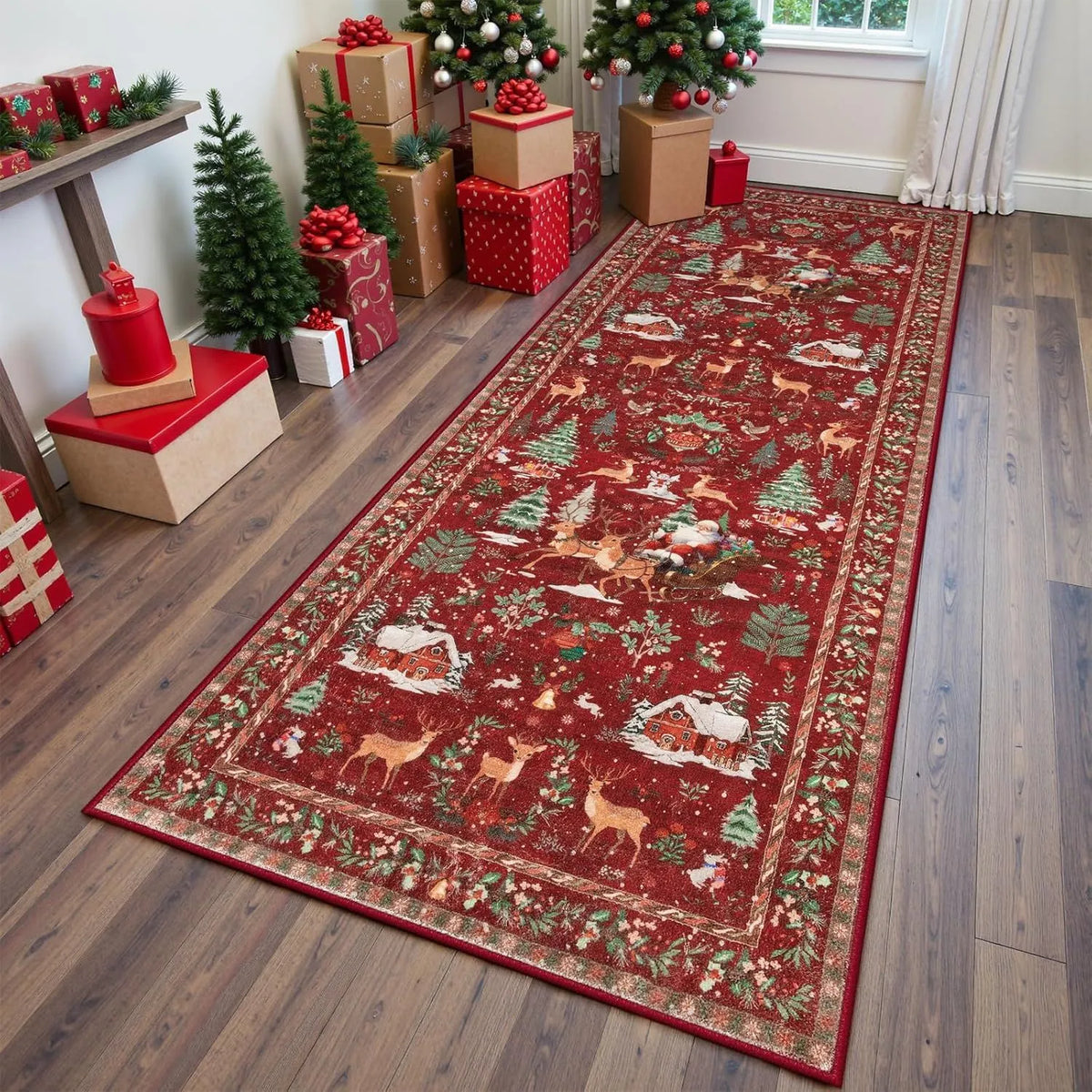 🔥LAST DAY 49% OFF🦌🎄🎅⚡Christmas Deer Santa Long Rug