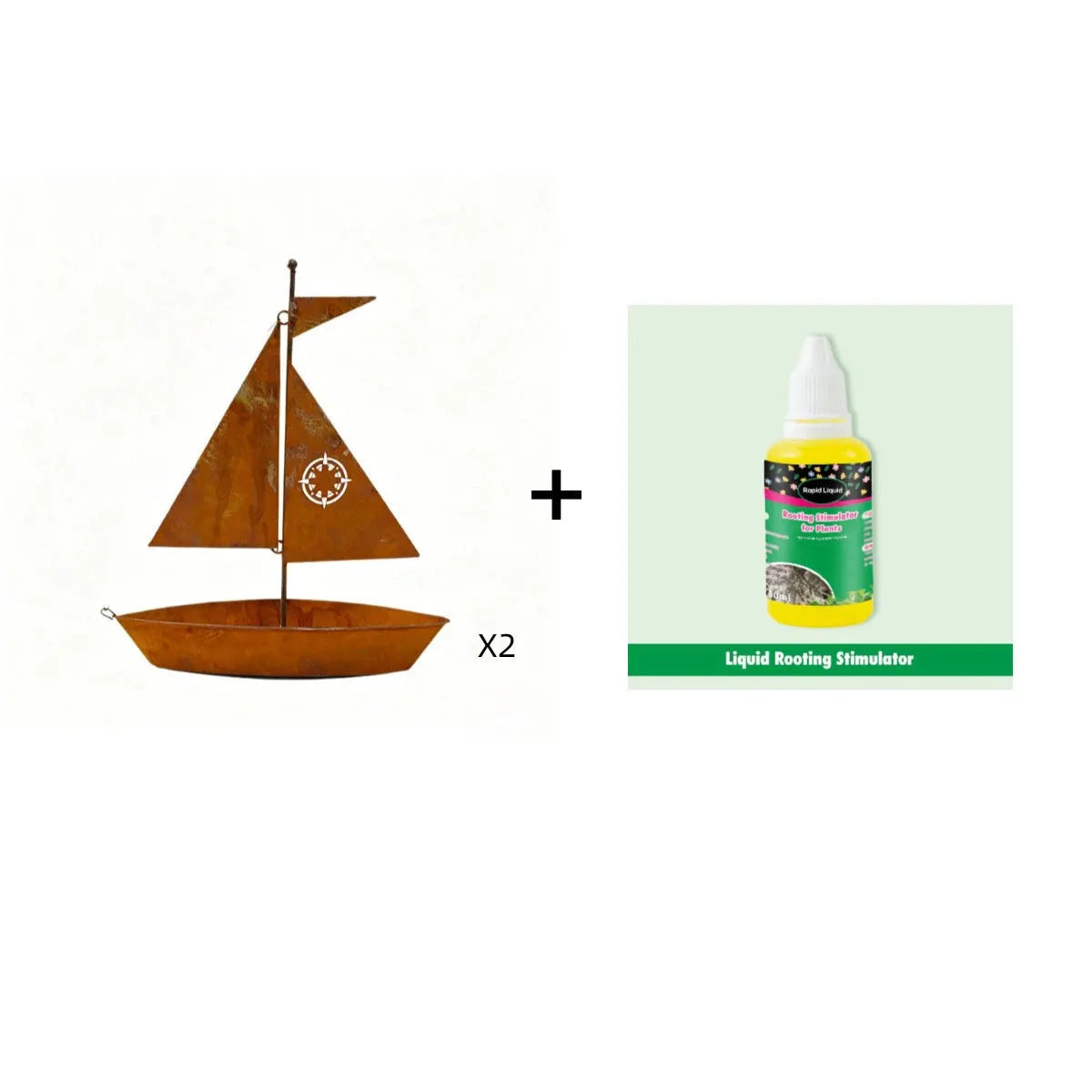 Rustic Sailboat Metal Planter – Handcrafted, weather-resistant & perfect for succulents, herbs or flowers – charming garden or shelf decor