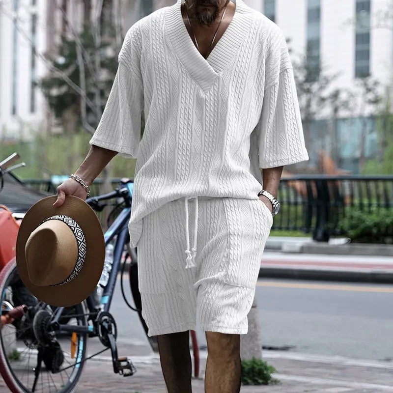 Casual Cable Knit T-shirt Set