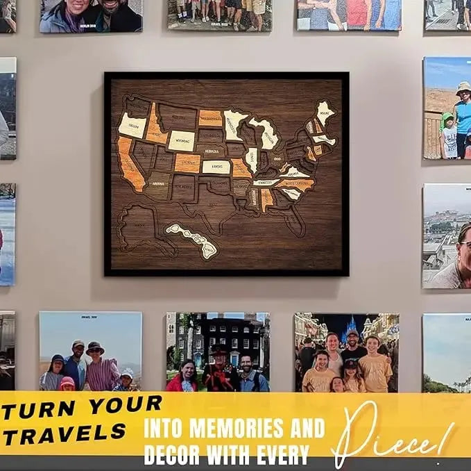 🔥LAST DAY 50% OFF - 🇺🇸 Wooden USA Travel Map Puzzle🧩A Stylish Way to Track Your Journey & Memories