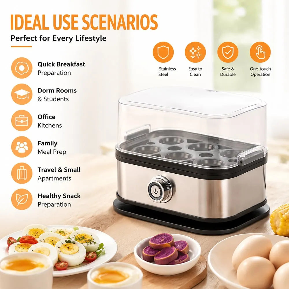 🔥HOT SALE🔥🥚🥚 Fast 6-Egg Cooker – Quick Breakfast Egg Boiler & Steamer